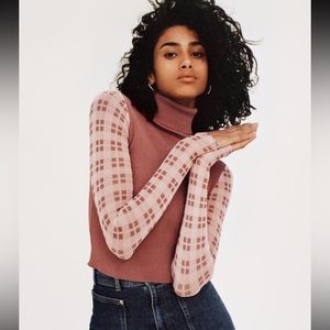 ZARA COMBINATION KNIT SWEATER DARK PINK SIZE SMALL